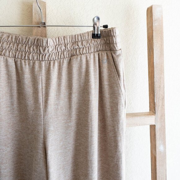 Gap Fit Pants Women SzL Heathered Tan Brush Tech Jersey Straight Leg Normcore - Picture 5 of 8